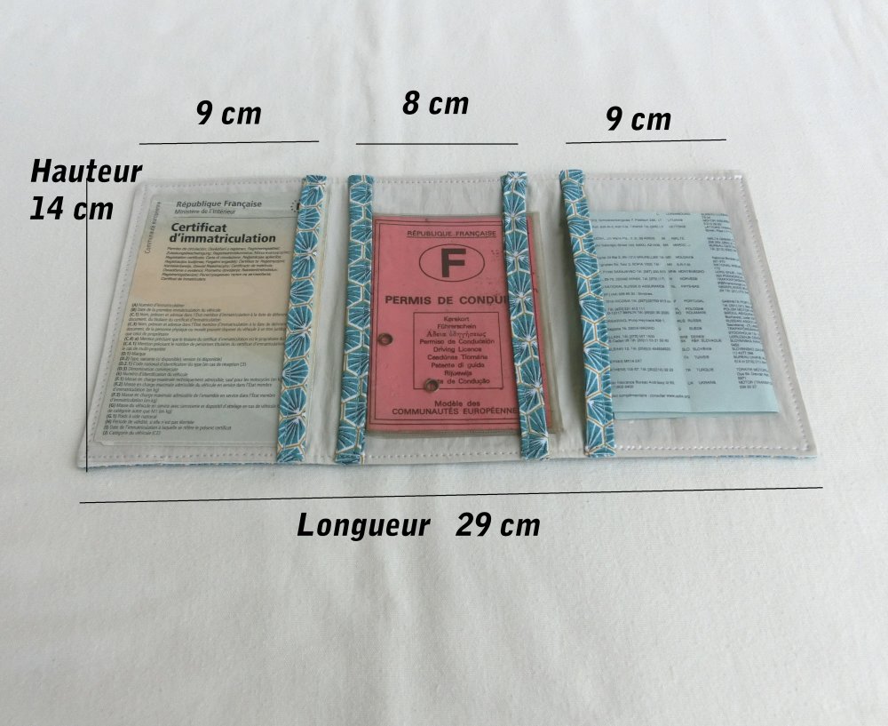 vendu.. pochette pour papier de voiture, permis de conduire, assurance,  carte grise, étui de protection tissu paris et japonais - Un grand marché