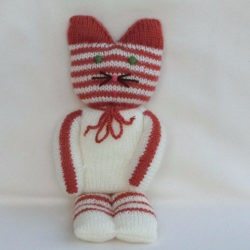 Doudou chat en laine, cadeau bébé enfant, fille / garçon, tricoté main, jouet, cadeau de naissance, anniversaire, pâques