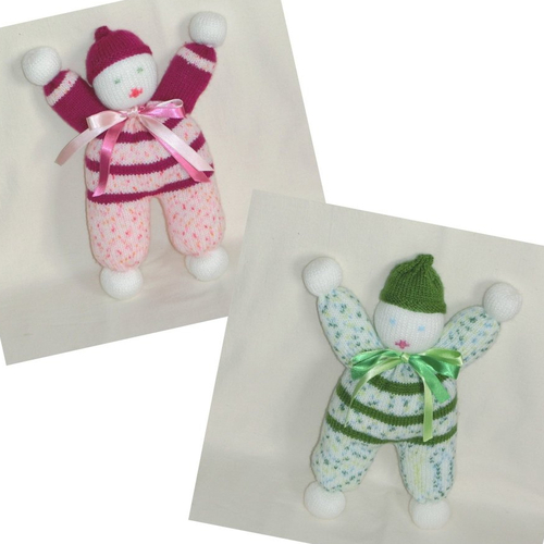 Doudou 30 cm poupée lutin pour bébé enfant fille, tricoté main en laine, décoration chambre, jouet cadeau de naissance