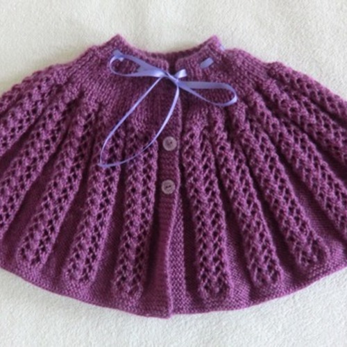 Pelerine Cape Chauffe Epaules Enfant Bebe Fille 3 12 Mois 1 An En Laine Violet Prune Tricot Layette Tricote Main Un Grand Marche