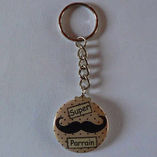 Badge porte clés 38mm  super parrain cadeau parrain. 
