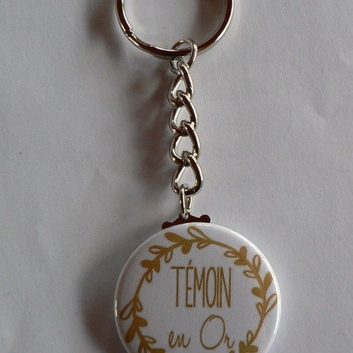 Badge porte clés témoin en or cadeau témoin mariage. 