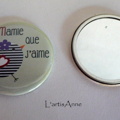 Miroir de poche 56mm mamie que j'aime cadeau mamie.