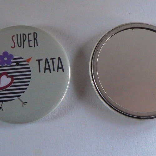 Miroir de poche 56mm super tata cadeau tata.