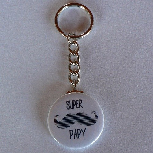 Badge porte clés 38mm  super papy cadeau papy. 