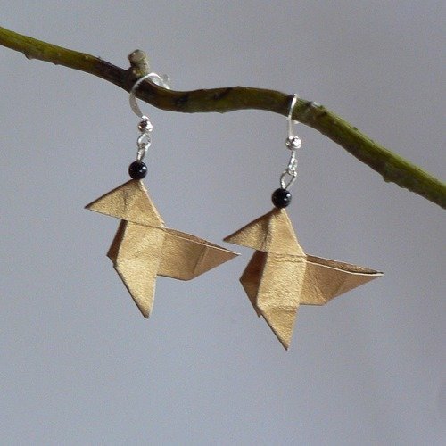 Boucles d'oreilles origami cocottes papier japonais.