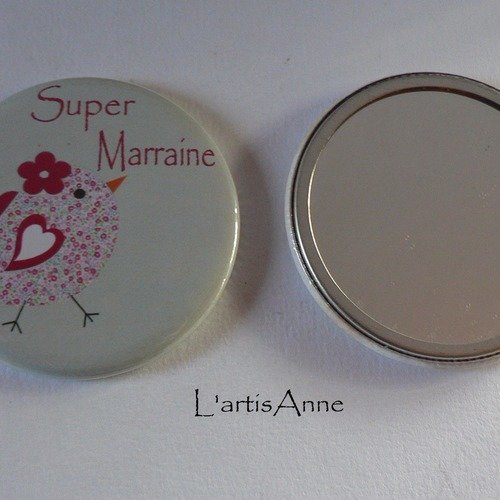 Miroir de poche 56mm super marraine cadeau marraine.