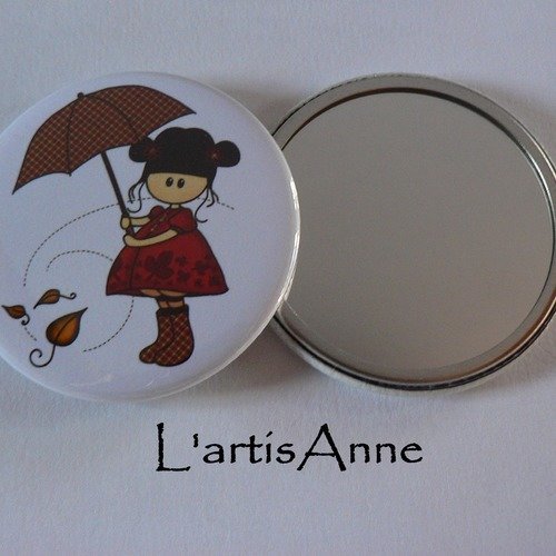 Miroir de poche 56mm fille parapluie.