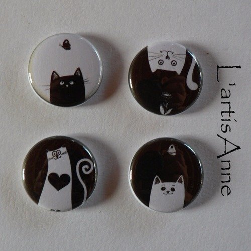 Magnets aimants chat noir et blanc