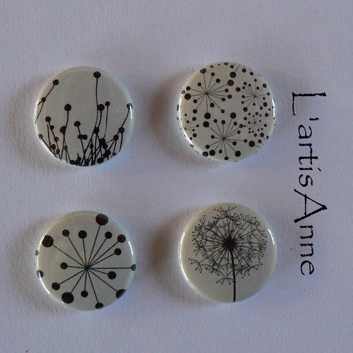 Magnets aimants pissenlit noir et blanc