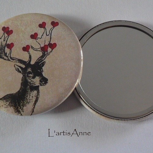 Miroir de poche 56mm renne.
