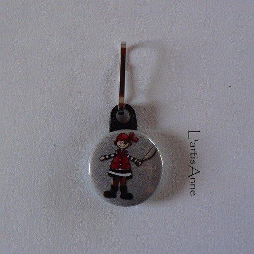 Tirette zip strap badge fermeture éclair pirate.