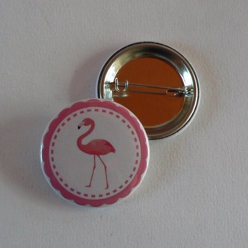 Badge 38mm flamand rose.