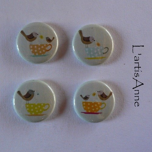 Badge 25mm oiseaux lot de quatre.