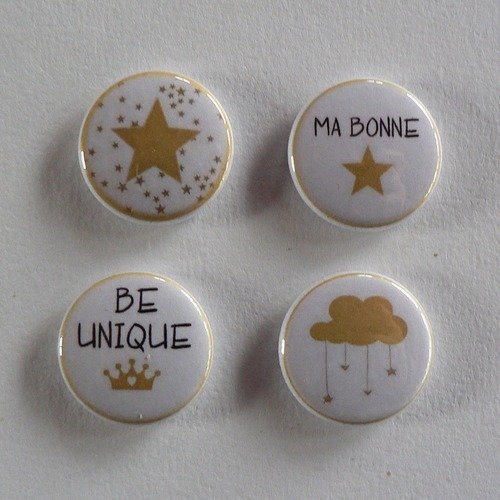 Badge 25mm dorés.