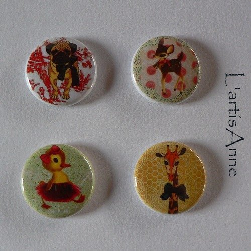Badge 25mm animaux rétros.