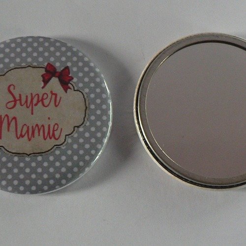 Miroir de poche 56mm super mamie cadeau mamie fêtes des grands-mères.