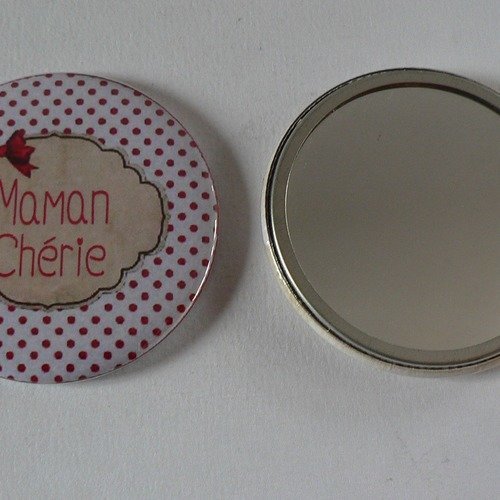 Miroir de poche 56mm maman chérie cadeau maman.