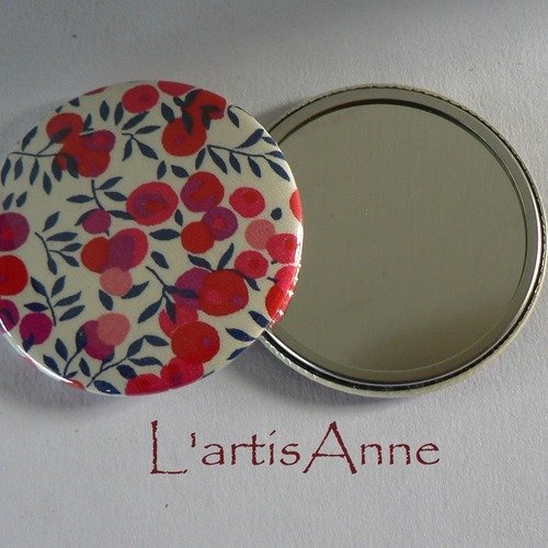 Miroir de poche 56mm liberty wiltshire rouge.
