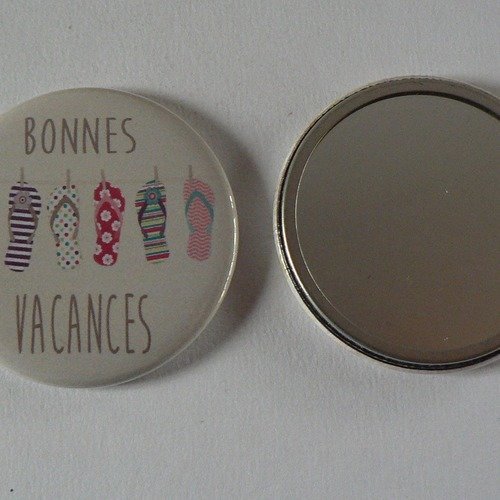 Miroir de poche 56mm bonne vacances.
