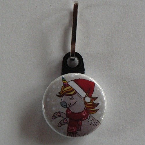 Tirette zip strap badge fermeture éclair chouette noël.