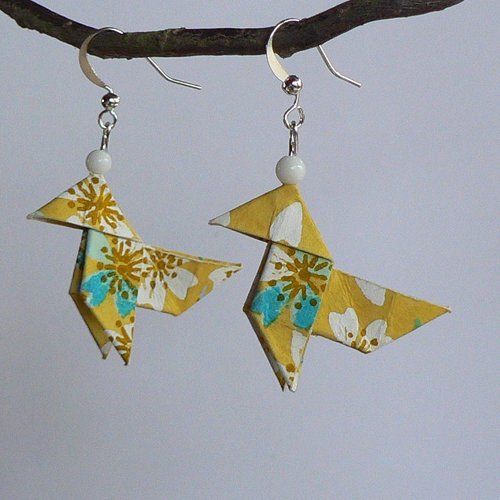 Boucles d'oreilles origami cocottes papier japonais.