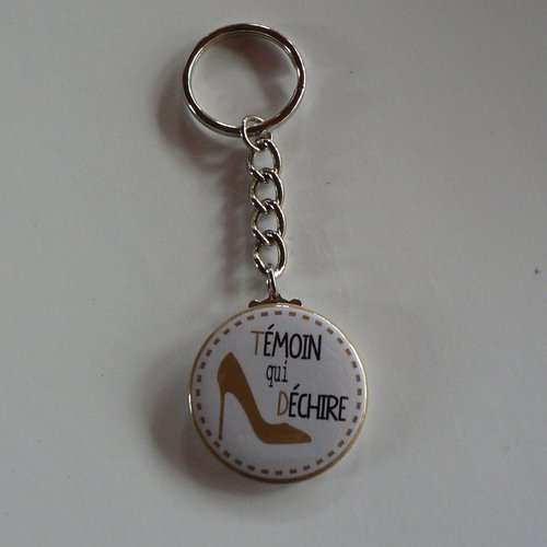 Badge porte clés  témoin qui déchire cadeau témoin mariage or. 