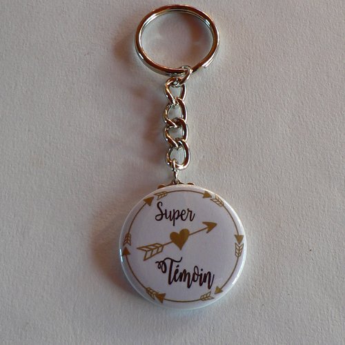 Badge porte clés super témoin cadeau témoin mariage or. 