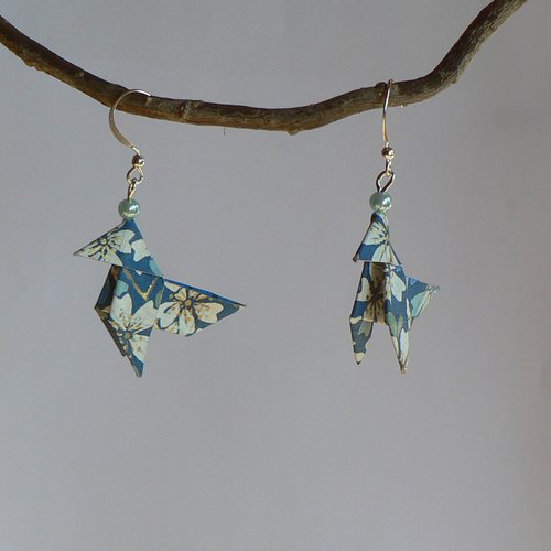 Boucles d'oreilles origami cocottes papier japonais.