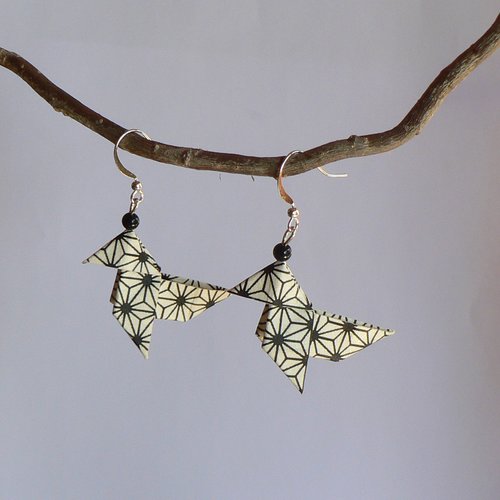 Boucles d'oreilles origami cocottes papier japonais.