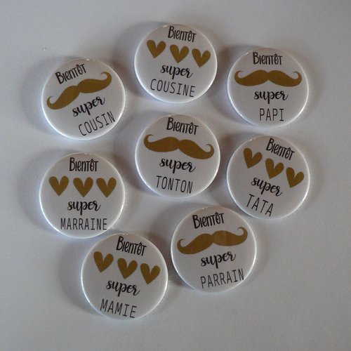 Annonce grossesse badge épingle 38mm  or