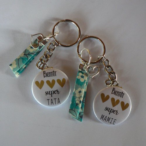 Annonce grossesse porte clés badge 38mm or
