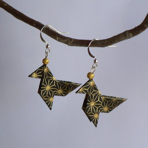 Boucles d'oreilles origami cocottes papier japonais.
