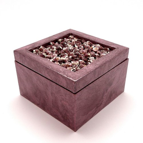 Boîte à bijoux carrée - prune nacré
