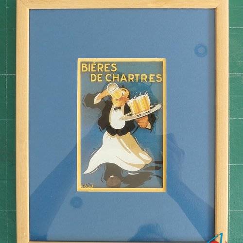 Carte postale publicité ancienne encadrée - bière de chartres