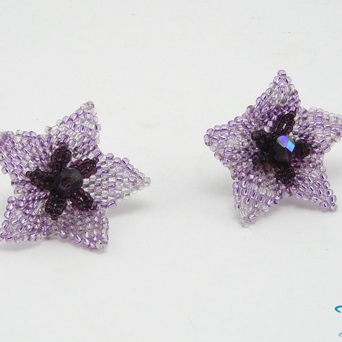 Boucles d'oreilles fleurs violettes