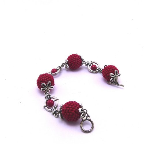 Bracelet en perles de perles rouges