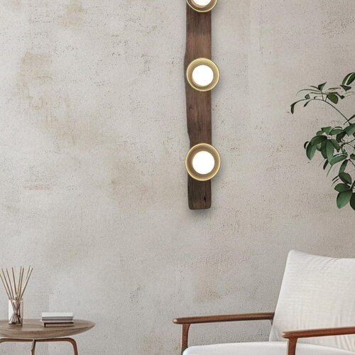 Plafonnier / applique  en bois flotté sans fil avec ampoules led rechargeables usb