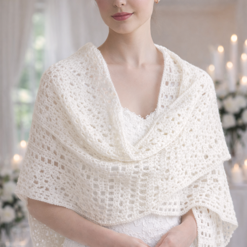 Etole blanche nacrée au crochet – douce et lumineuse – cérémonie mariage – pièce unique