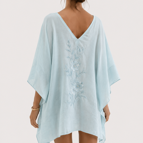 Coupon aspect lin en mélange bleu ciel 1,08 m – tissu structuré et léger
