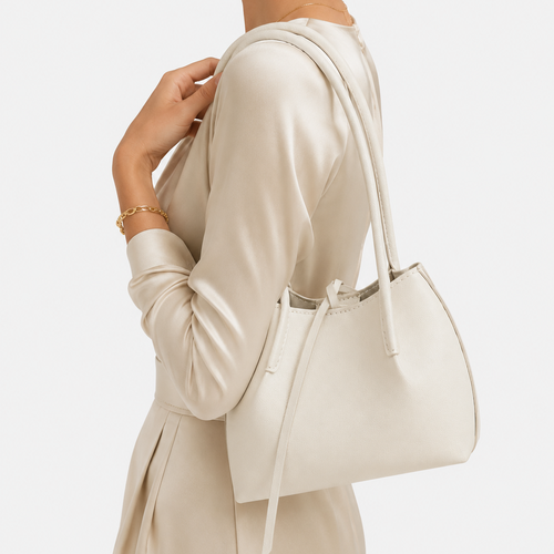 Sac à main crème effet cuir grainé – pièce unique