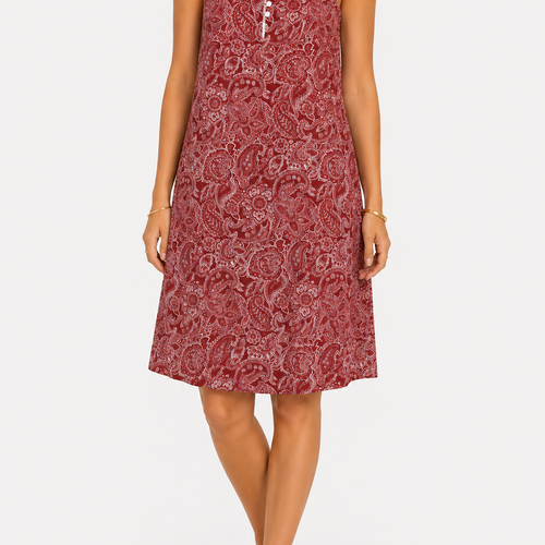 Robe à bretelles en viscose imprimé cachemire – taille 40/42 – pièce unique