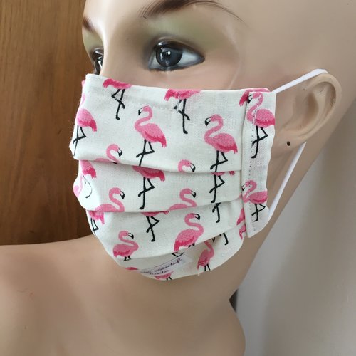 Masque tissu lavable 3 plis - flamants roses