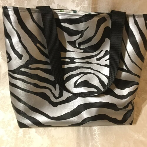Sac cabas simili cuir zébré thème safari