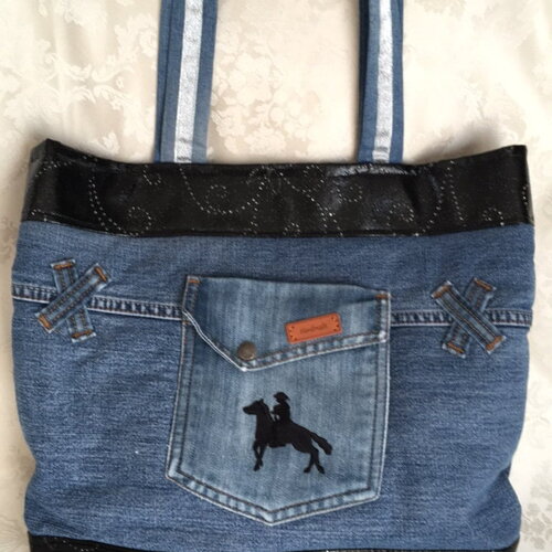 Sac cabas jean recyclé noir
