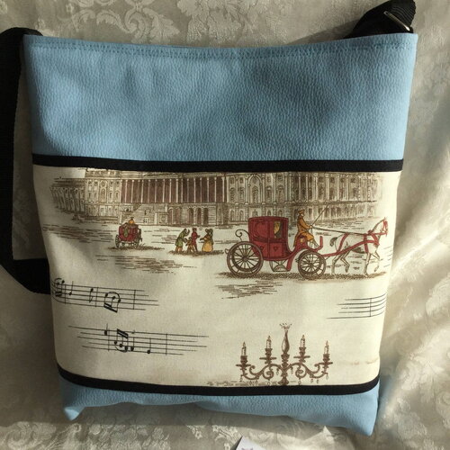 Sac fantaisie simili cuir bleu &quot;divin mozart&quot;