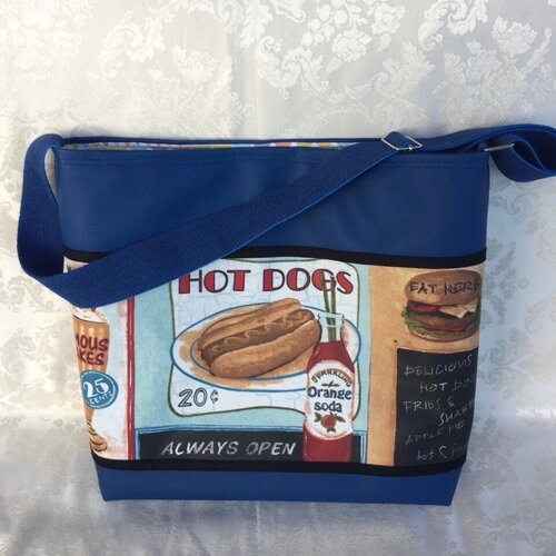 Sac fantaisie simili cuir à bandoulière thème: hot-dog