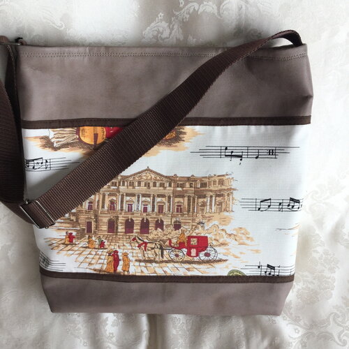 Sac fantaisie simili cuir marron  &quot;divin mozart&quot;