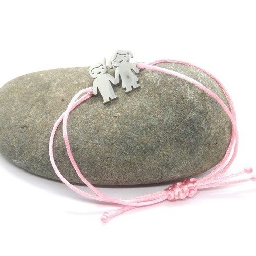 Bracelet cordon rose breloque fille garçon
