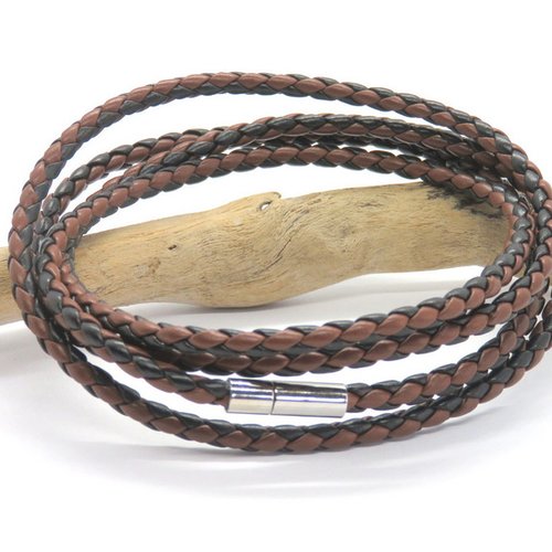Bracelet homme cordon marron noir